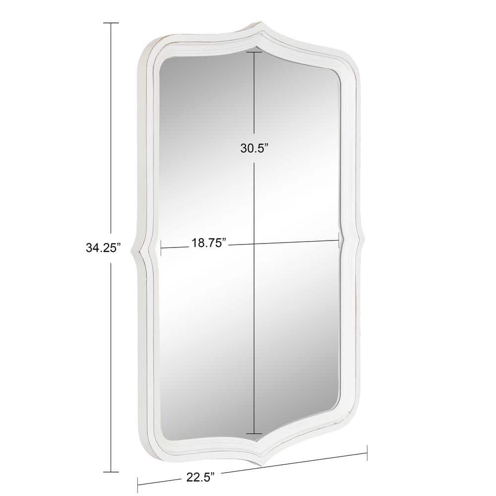 White Scalloped Rectangular Wood Wall Mirror