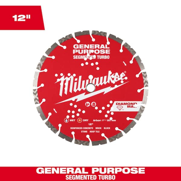 Milwaukee 12 in. DIAMOND MAX General Purpose Segmented Turbo Diamond Blade