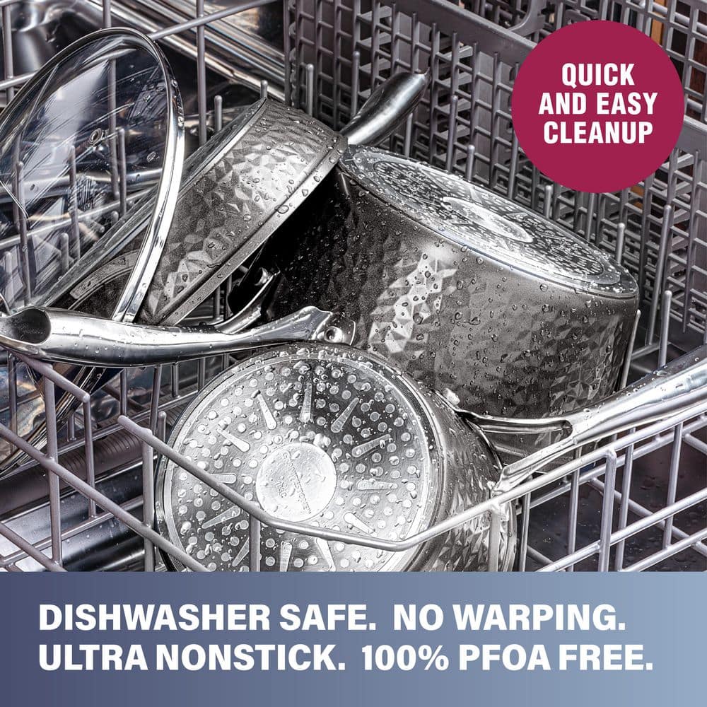 Black Hammered Aluminum Nonstick 10-Piece Cookware Set