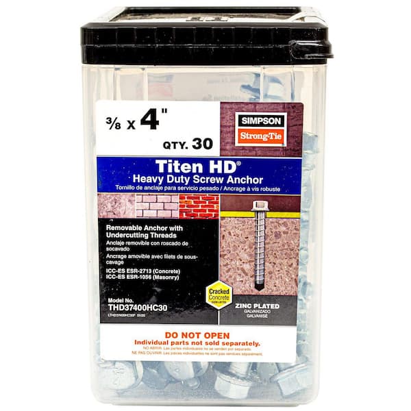 Simpson Strong-Tie Titen HD 3/8 in. x 4 in. Zinc-Plated Heavy-Duty Concrete and Masonry Screw Anchor (30-Piece)