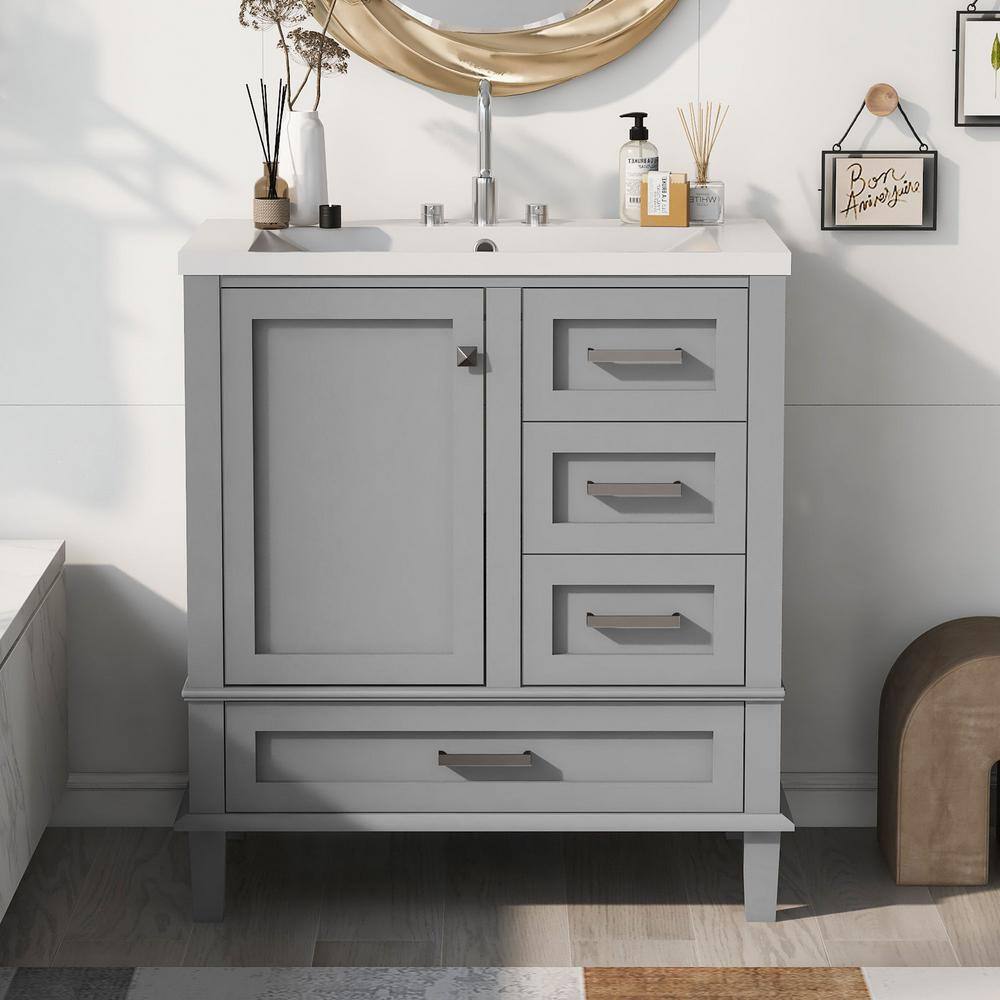 30 in. W x 18 in. D x 34.05 in. H Single Sink Freestanding Bath Vanity in G