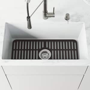 25 in. Silicone Kitchen Sink Protective Bottom Grid For Single Basin Sink in Matte Black