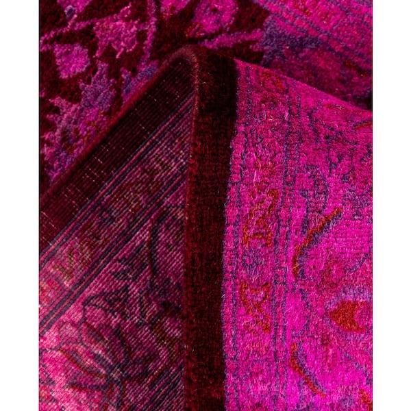 Overdyed Pink 3 ft. x 11 ft. Solid Wool Indoor Runner Rug