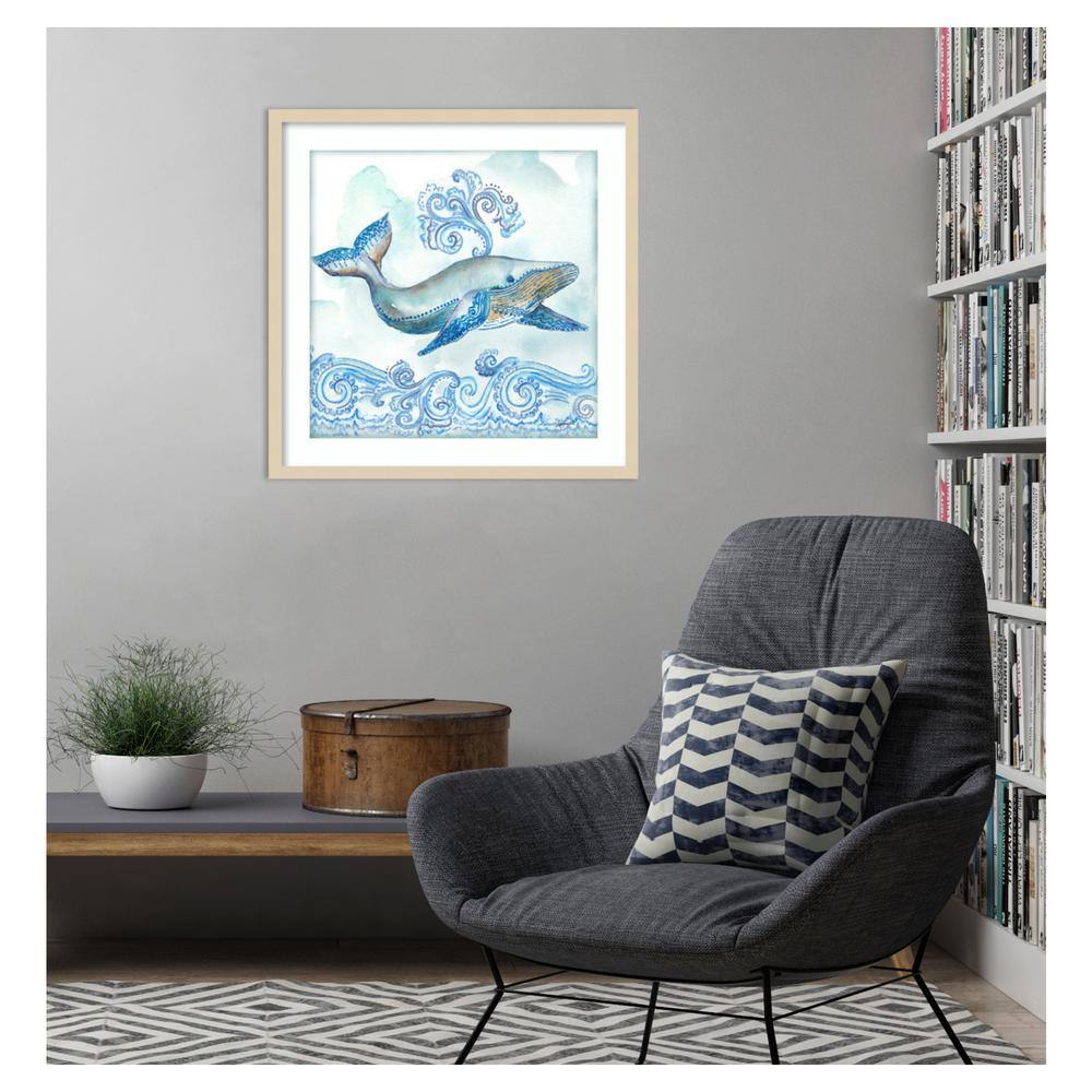 Boho Shells II Whale Framed Graphic Art in Natural Wood