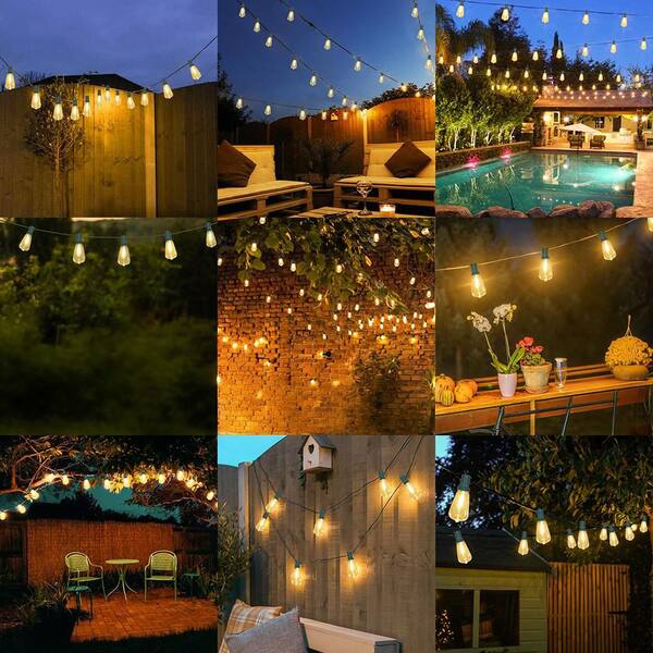 27 Light 50 ft. Green Outdoor 2700K Hardwired Edison ST38 LED