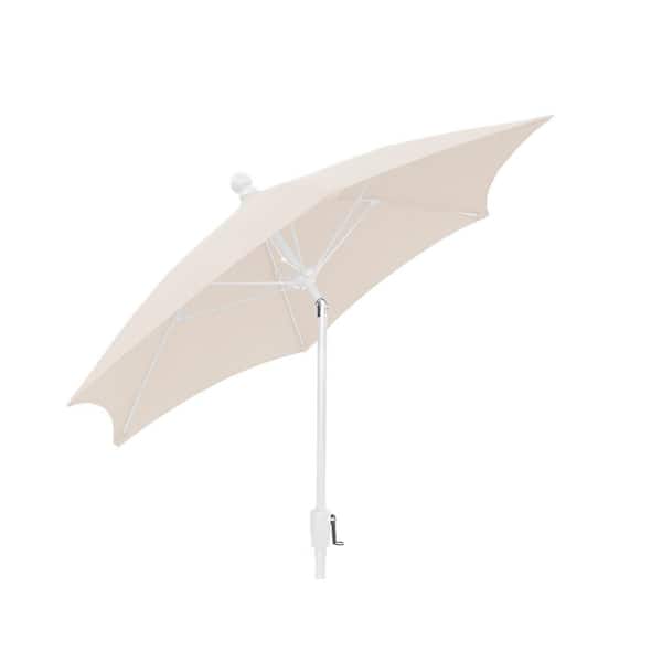Unbranded 7.5 ft. Patio Umbrella with 2-Piece White Pole Tilted and Natural Canopy