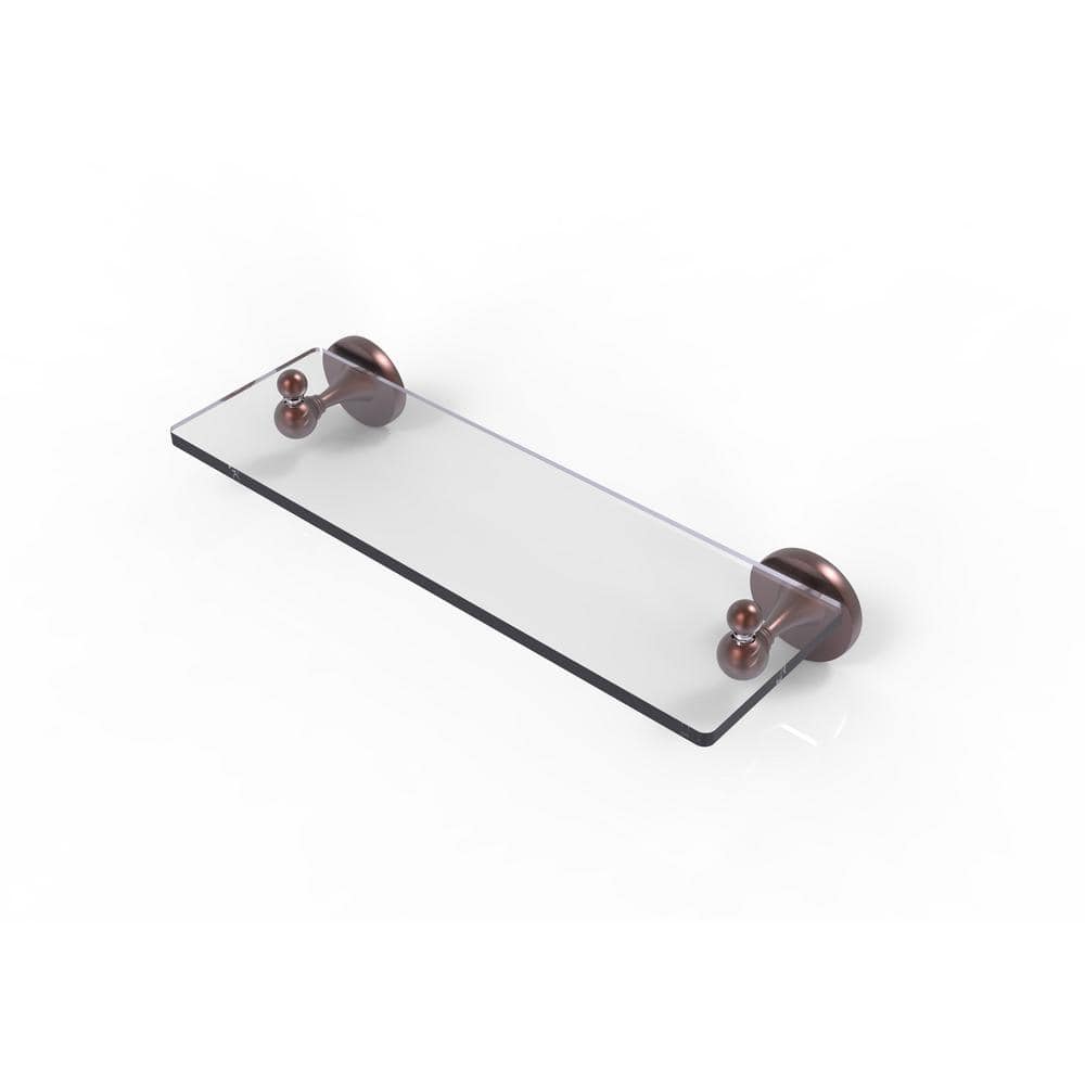 Allied Brass Shadwell Collection 16 in. W Glass Vanity Shelf with Beveled Edges in Antique Copper