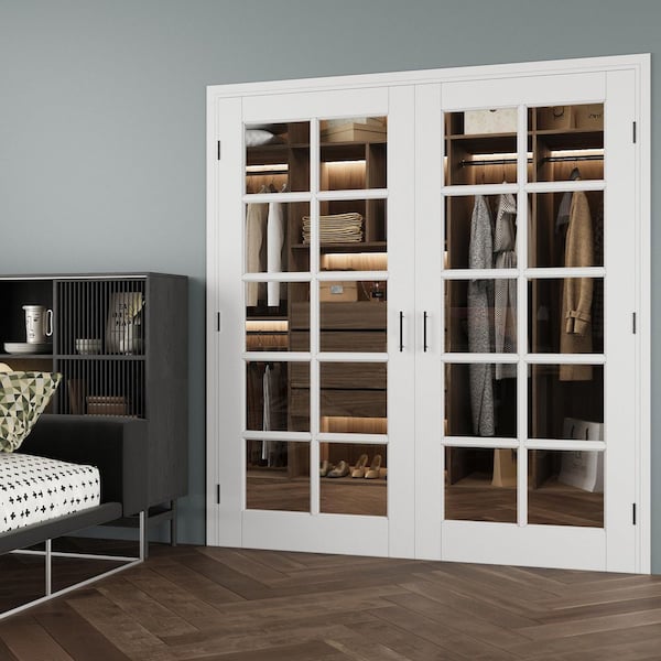 ARK DESIGN 72 x 80 in. 10-Lite Clear Glass Universal White Solid