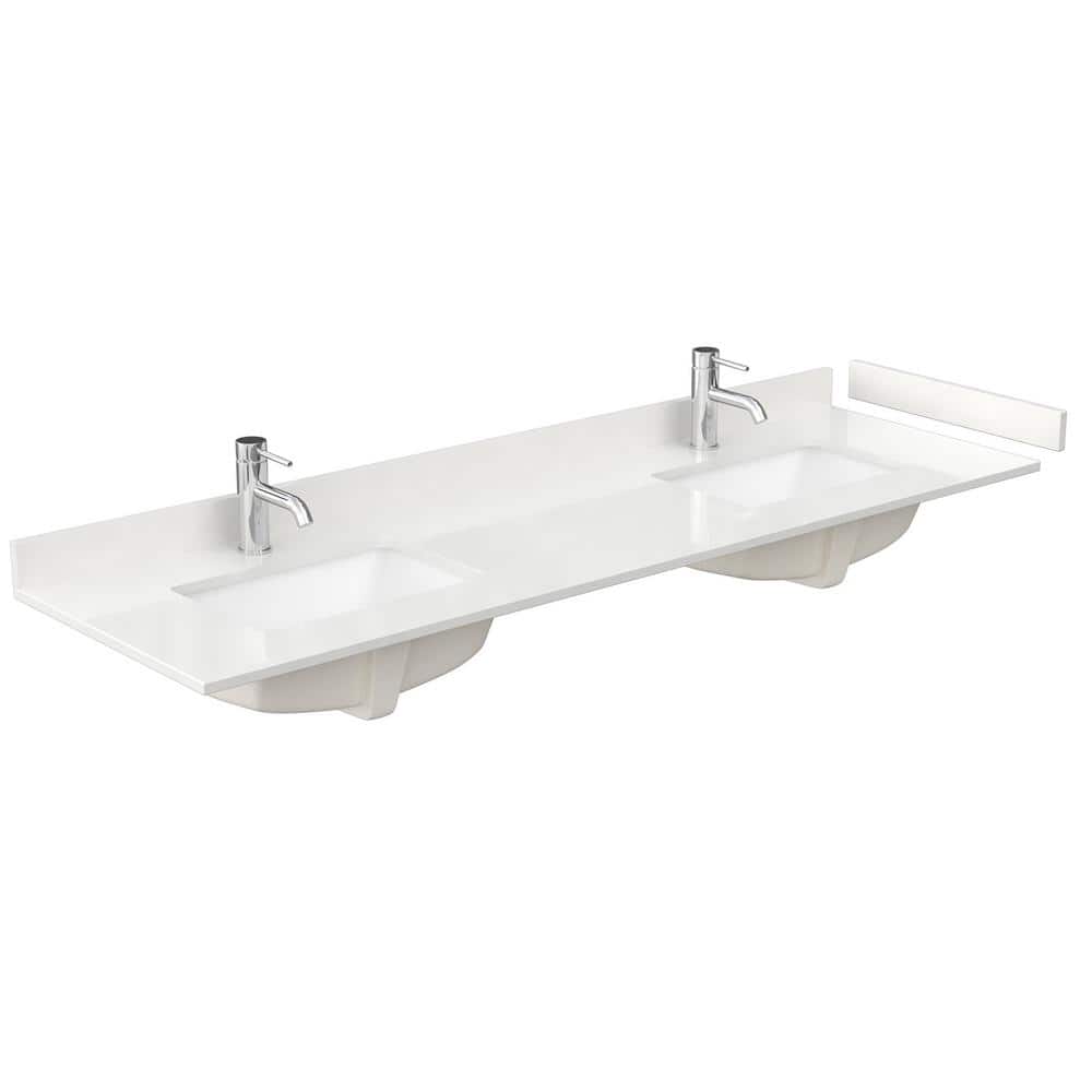 72 in. W x 22 in. D Quartz White Rectangular Double Sink Bathroom Vanity Top in White price history on PriceWatchPro