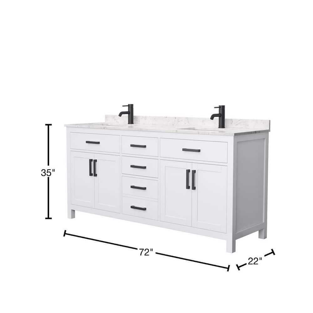 Beckett 72" White Freestanding Double Bathroom Vanity with Carrara Marble Top