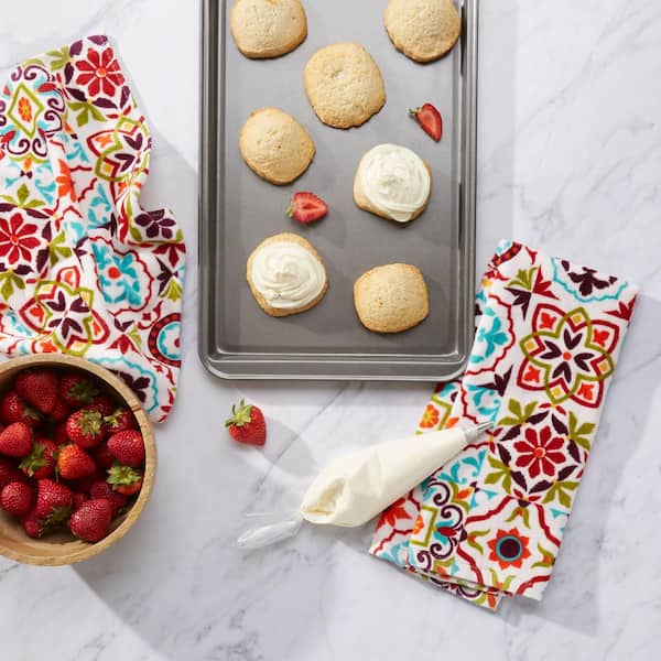 Worn Tiles Red Multicolored Cotton Kitchen Towel Set (Set of 2)