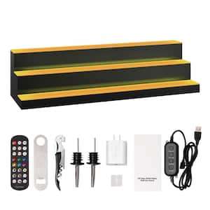 LED Lighted Liquor Bottle Display, 10 in. H x 12 in. W 30-Bottle, Multi-Colored Acrylic Bar Shelf with RF Remote