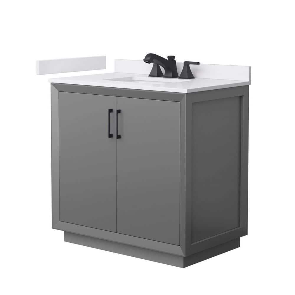 Strada 36 in. Single Freestanding Dark Gray Bath Vanity with White Cultured Marble Top Assembled price history on PriceWatchPro