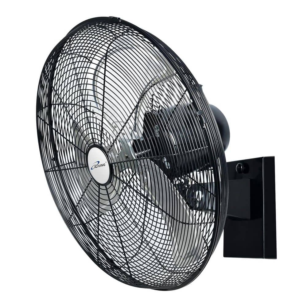 iLIVING 18 in. 3 fan speeds Wall Fan in Black with Oscillating head
