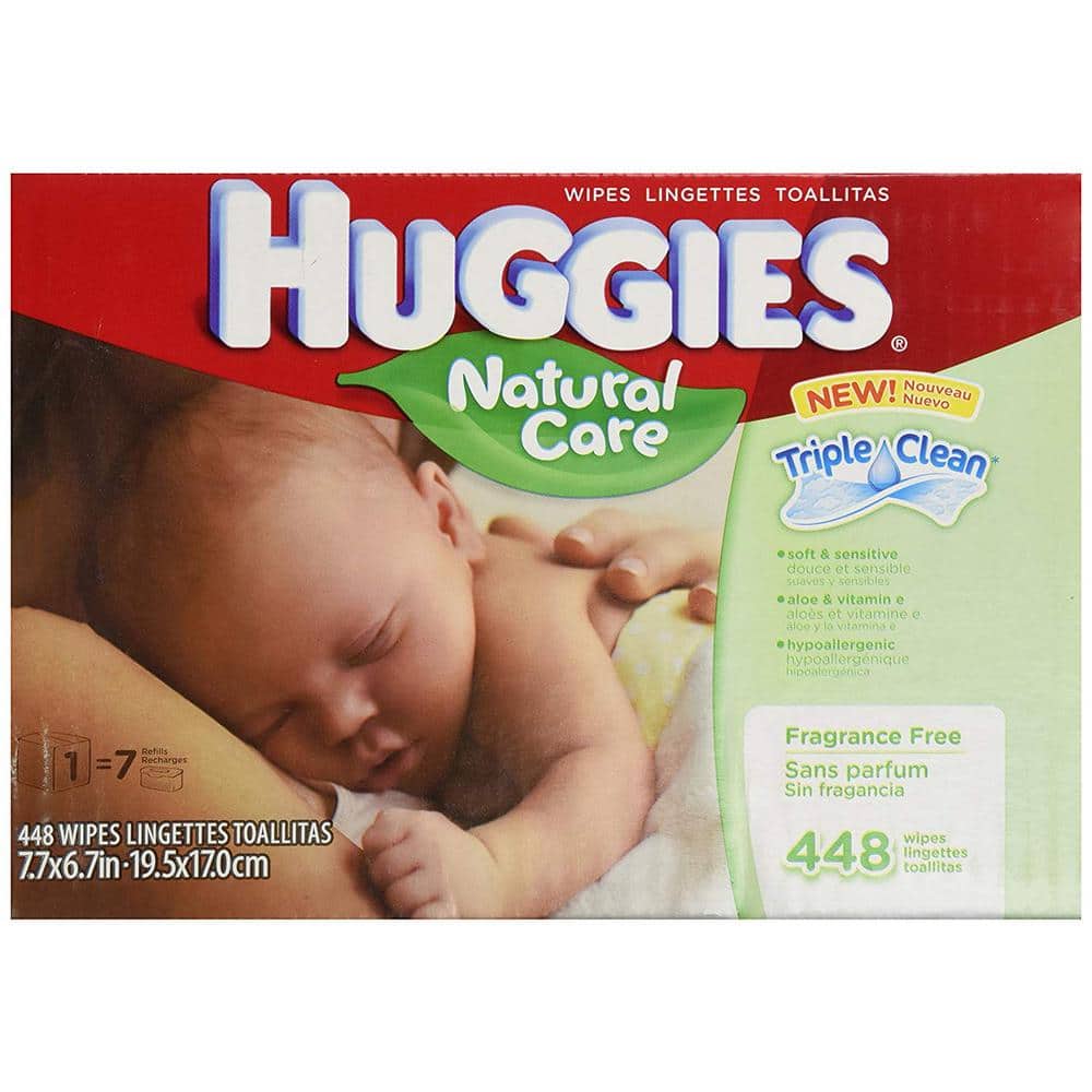 Huggies Natural Care Sensitive Baby Wipes, Unscented, Hypoallergenic, 99%  Purified Water, 8 Flip-Top Packs (448 Wipes Total)