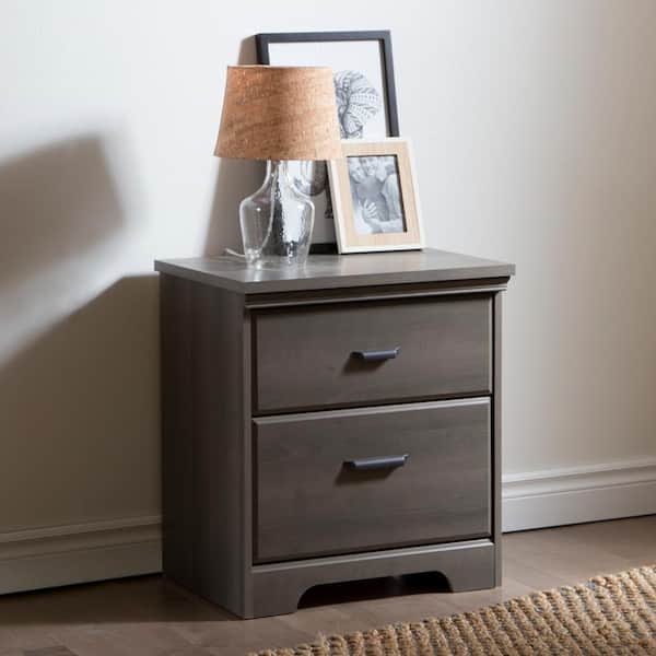 South Shore Versa 2-Drawer Gray Maple Nightstand