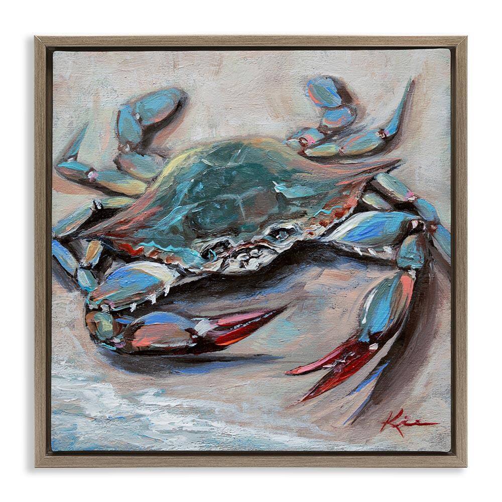 Blue Crab with Red Claws by Lindsay Kivi Fine Art Brown Floater Frame Coastal Graphic Art Print 18 in. x 18 in. price history on PriceWatchPro