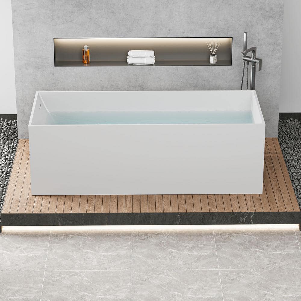 67 in. x 28.38 in. Stone Resin Flatbottom Solid Surface Freestanding Soakin