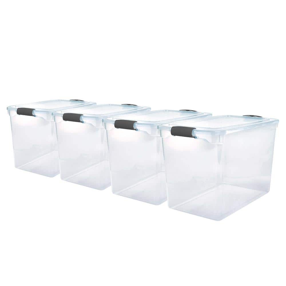 HOMZ 112 qt. Storage Box in Clear (4-Pack) 2 x 3450CLGRDC.02 - The