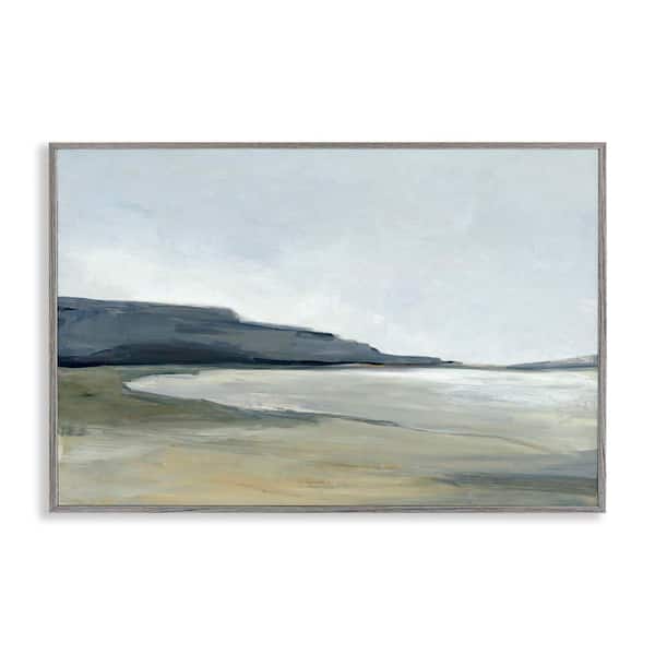 Stupell Industries Muted Coastline Cliff by Hannah Dawson Gray Framed Nature Giclee Art Print 12 in. x 18 in.