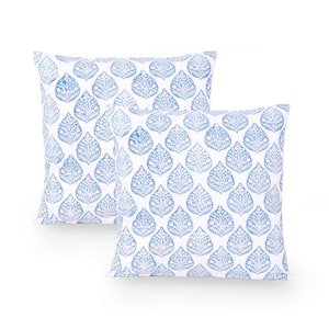 Gernert Modern Royal Blue Handcrafted Fabric 18 in. x 18 in. Throw Pillow (Set of 2)