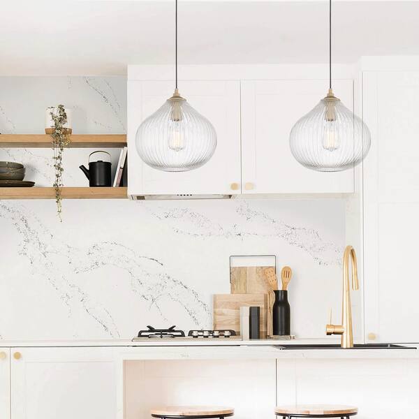 Vanity Art Bayonne 1-Light Brass Dust Pendant with Glass Globe Shade