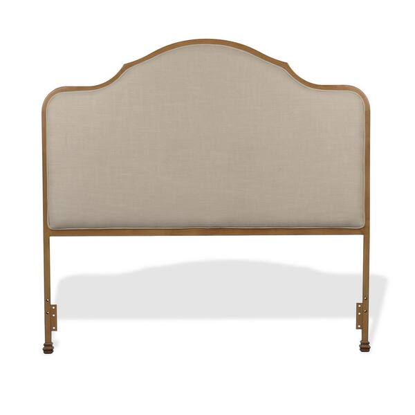 Fashion Bed Group Calvados Natural Oak California King Metal Headboard with Sand Colored Upholstery