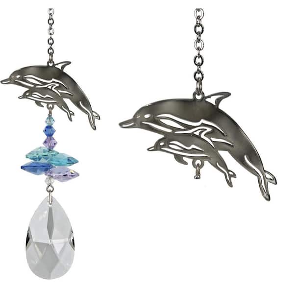 WOODSTOCK CHIMES Woodstock Rainbow Makers Collection, Crystal Fantasy, 4.5 in. Dolphins Crystal Suncatcher