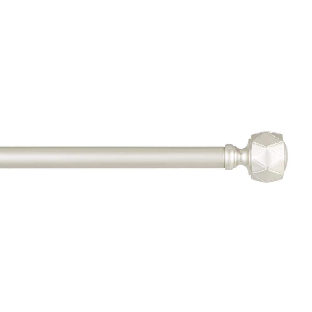 Matte Nickel Adjustable Curtain Rod with Etched Diamond Finials
