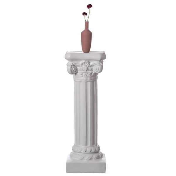Uniquewise Fiberglass White Plinth Roman Style Column Piller