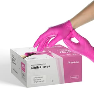 Extra Small Nitrile Exam Latex Free and Powder Free Gloves in Fuchsia - (Box of 50)