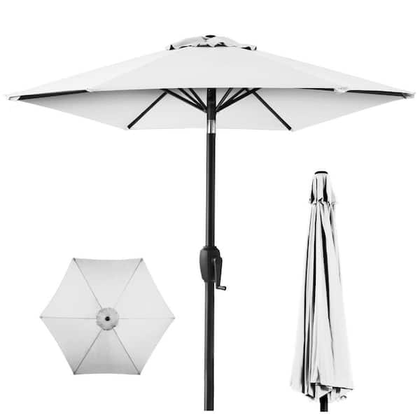 7.5 white patio umbrella Marbella 7'5' Round 40851226 7.5' Market Umbrella California Umbrella
