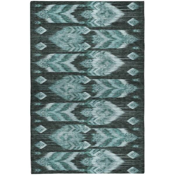 Dream Shag Premium Machine Washable Abstract ADS812 Teal 10 ft. x 14 ft. Area Rug