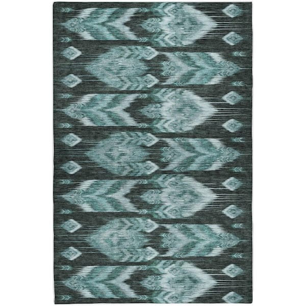 Dream Shag Premium Machine Washable Abstract ADS812 Teal 9 ft. x 12 ft. Area Rug