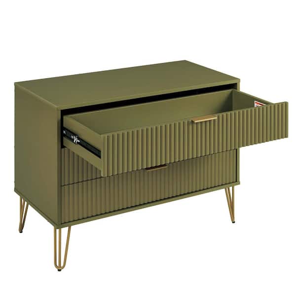 Manhattan Comfort Dumbo 3 Drawer Dresser - Olive Green