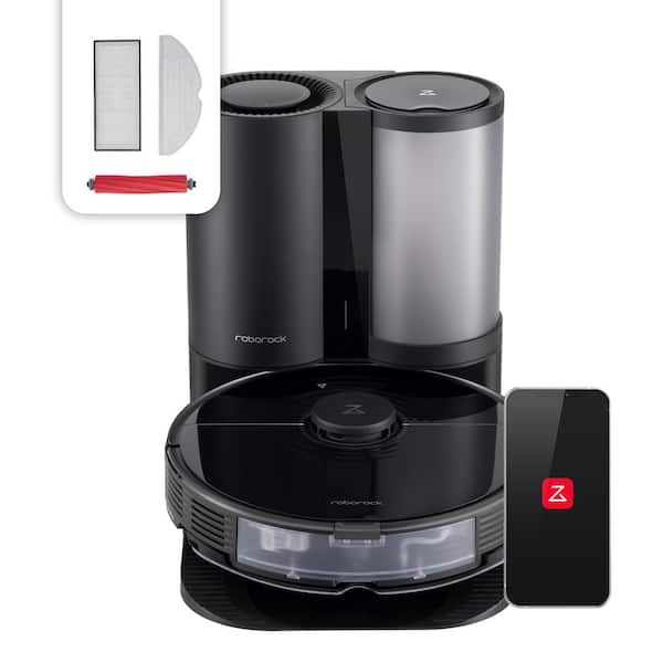 Roborock S7 Plus-BLK Self-Emptying Robot Vacuum with Sonic Mopping, 2500PA Suction, LiDAR Navigation, Multisurface in Black