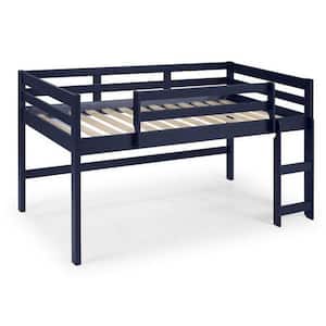 Blue Wooden Frame Twin Platform Bed with Headboard