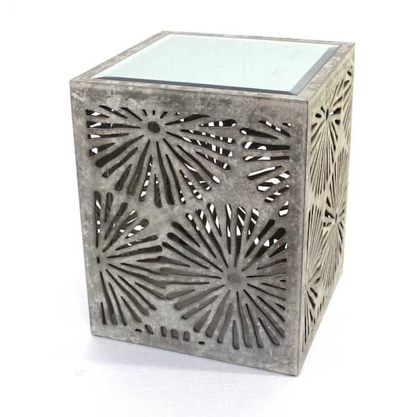 HomeRoots Mariana 23 in. Gray Glass End Table