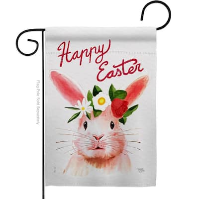 Heflashor Welcome Easter Garden Flag Double Sided Easter Bunny Vertical Burlap Yard Flags Spring Garden Flag Double Sided Decor 12 x 18.8 Inch Spring Summer Farmhouse Easter Outdoor Decoration 