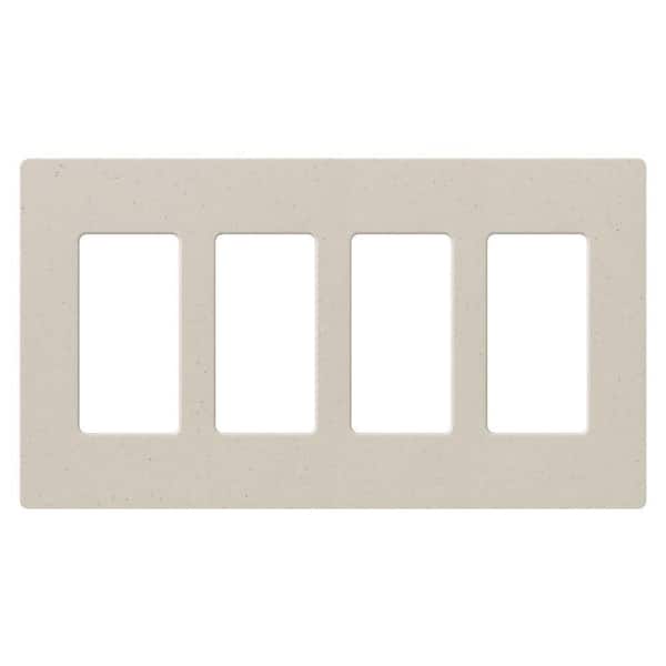 Lutron Claro 4 Gang Wall Plate for Decorator/Rocker Switches, Satin, Limestone (SC-4-LS) (1-Pack)