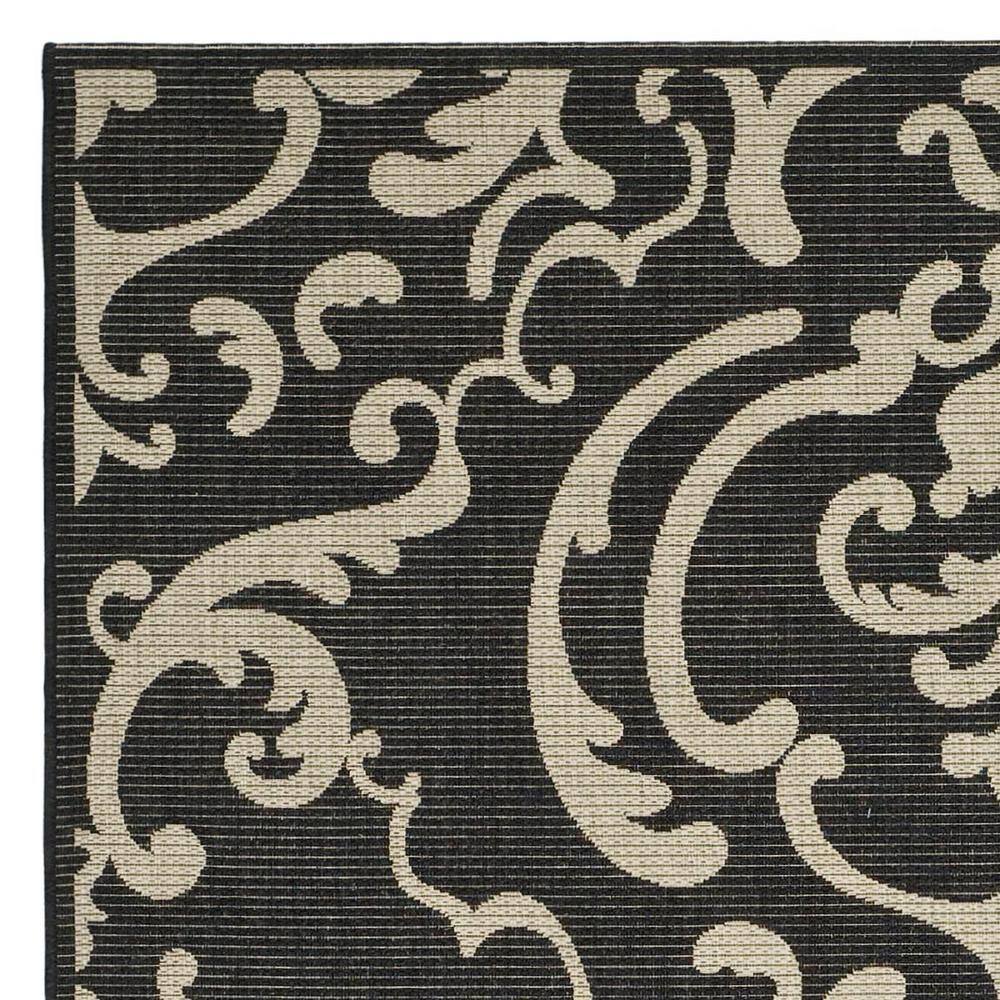 Black and Sand Rectangular Synthetic Indoor/Outdoor Area Rug