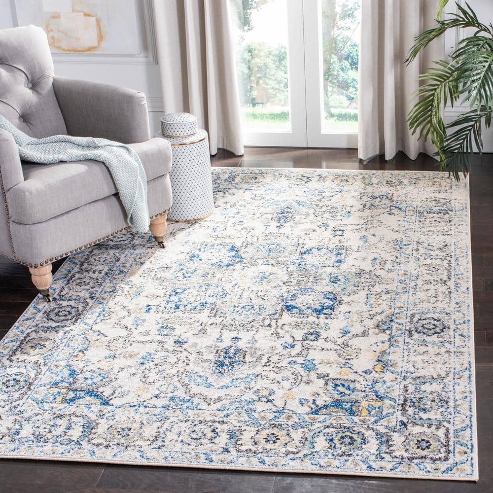 Madison Chic Grey Ivory Medallion 5'3" x 7'6" Synthetic Area Rug