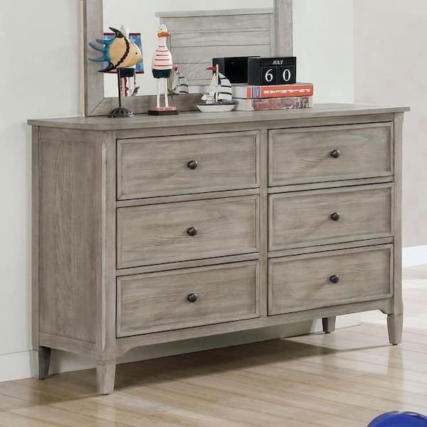 Furniture of America Rampini Wire-Brushed Warm Gray 6-Drawer 47.63 in. Dresser