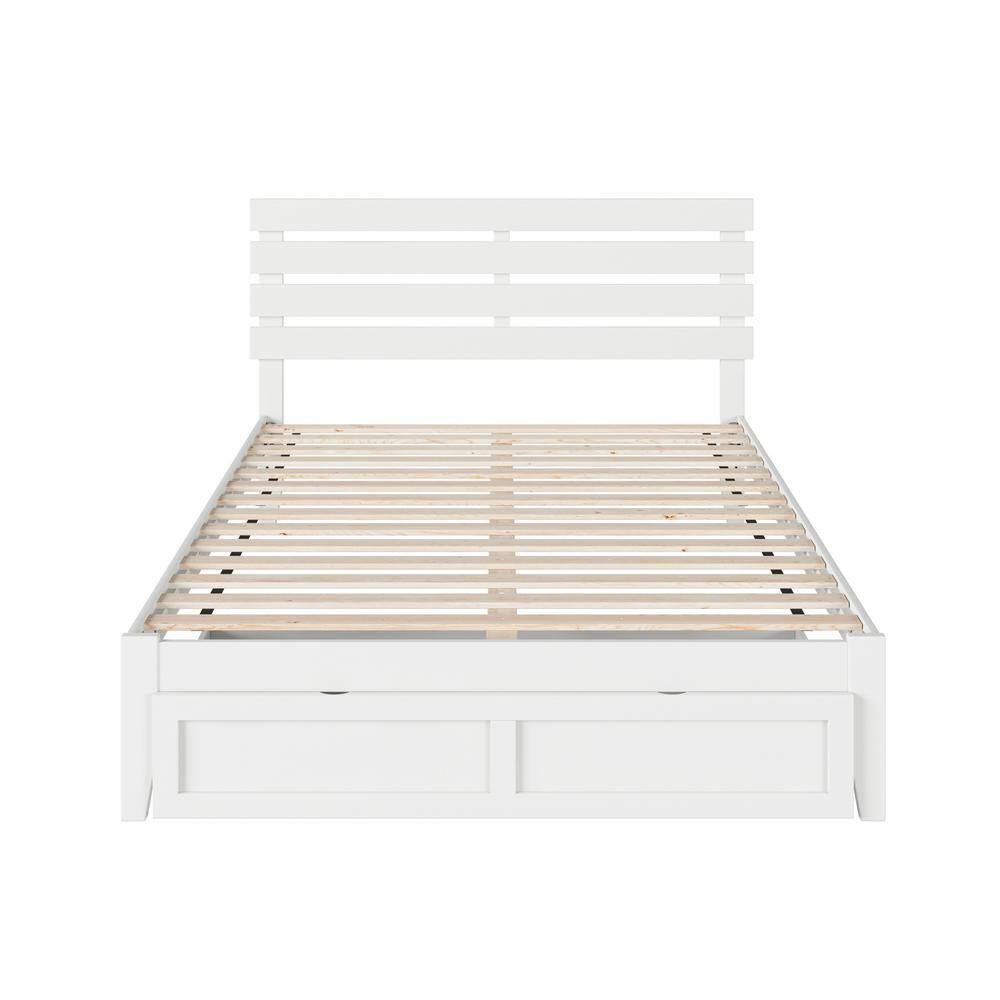 Oxford White Queen Upholstered Bed with Storage Drawer
