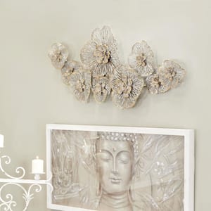 45 in. x  20 in. Metal Gray Floral Wall Decor