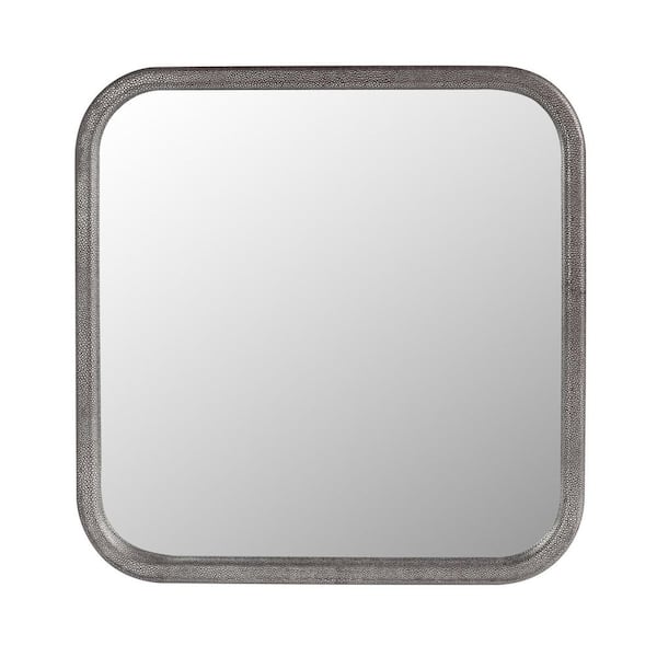 Unbranded 24 in. W x 24 in. H Square PU Covered MDF Framed Wall Bathroom Vanity Mirror in Pewter