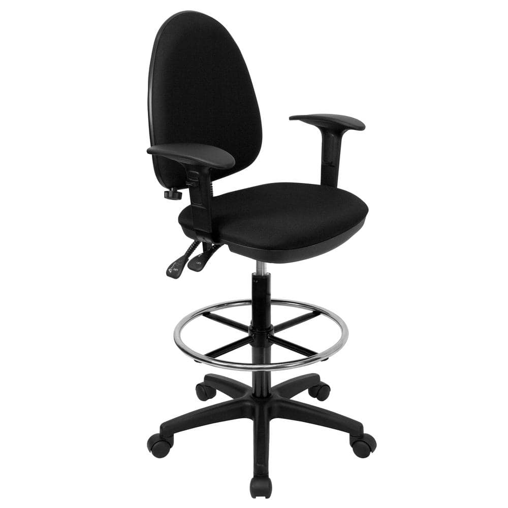 Gymax Swivel Drafting Chair Tall Office Chair w/ Adjustable Backrest - Black