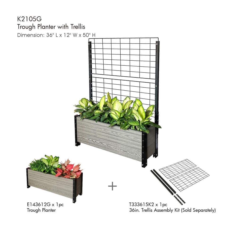 Contemporary Everbloom Grey Rectangular Raised Bed Planter with Wheels