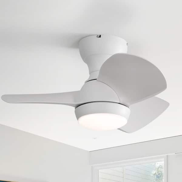 23 in. Indoor/Outdoor Small Modern White Ceiling Fan with 6-Speed DC Remote Control for Kitchen Dining Room Bedroom