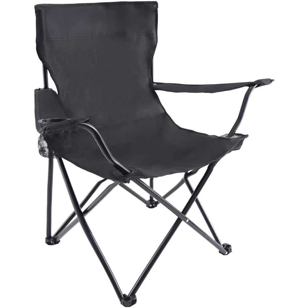 Portable Folding Black Camping Chair, Large MM-W113446703 - The Home Depot